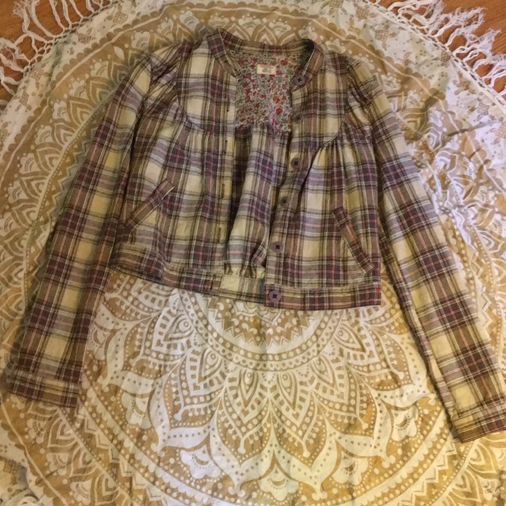 FREE PEOPLE plaid button light jacket/ shirt